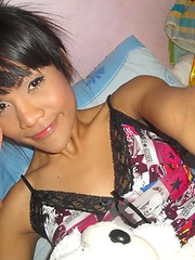 Ladyboy amateur flashes her tits at the mini mart - Asian ladyboys porn at Thai LB Sex