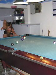 Cheeky pool playing Ladyboys at Pook Bar in Pattaya - Asian ladyboys porn at Thai LB Sex