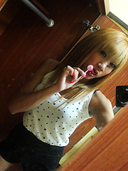 Outside with demure and petite LB amateur Nan - Asian ladyboys porn at Thai LB Sex