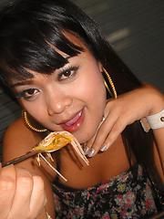 Teen Ladyboy Ping fucks herself with a big green cucumber - Asian ladyboys porn at Thai LB Sex