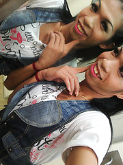 Fun self shot pics at a Pattaya mall from Ladyboy Night in denim - Asian ladyboys porn at Thai LB Sex
