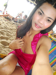 Girlfriend photos of Ladyboy June on beach and butt naked - Asian ladyboys porn at Thai LB Sex