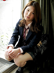 Shy newhalf Kaoru Shirashi is dressed as a horny schoolgirl who is in no mood to go to class today! - Asian ladyboys porn at Thai LB Sex