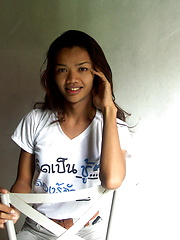 Young Thai ladyboy stripping to flash her love hole and her boner - Asian ladyboys porn at Thai LB Sex