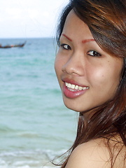 Very cute ladyboy naked on a beach and flashing her little hole and her dickie - Asian ladyboys porn at Thai LB Sex