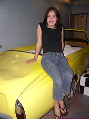 Slim ladyboy ready for the shag in the car-shaped bed of a love-hotel room - Asian ladyboys porn at Thai LB Sex