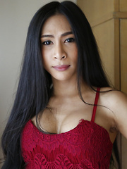 25 year old shy Thai ladyboy sucks off white cock and gets a facial - Asian ladyboys porn at Thai LB Sex